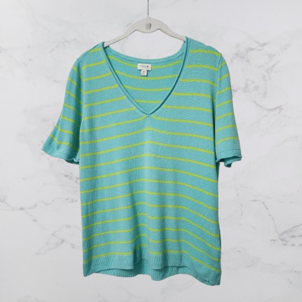J.Crew Re-Imagined Striped Short Sleeve V-Neck Top